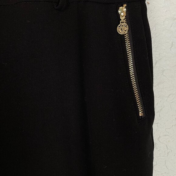 Anne Klein Black Dress Pants 14P 36" x 26" Gold Zipper Pockets - Picture 5 of 14
